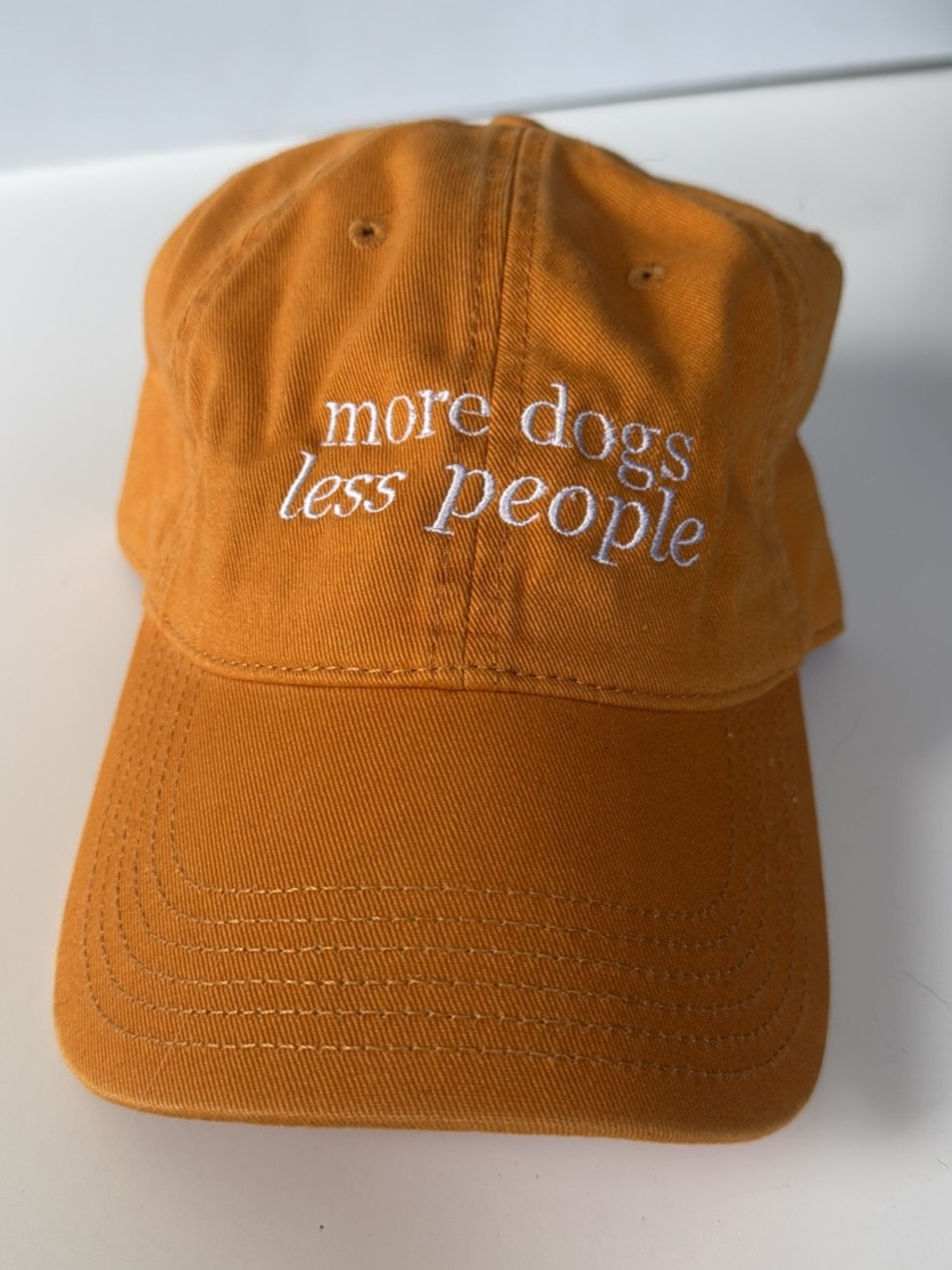 More Dogs Less People Embroidered Dog Lover Cap - Mustard Yellow